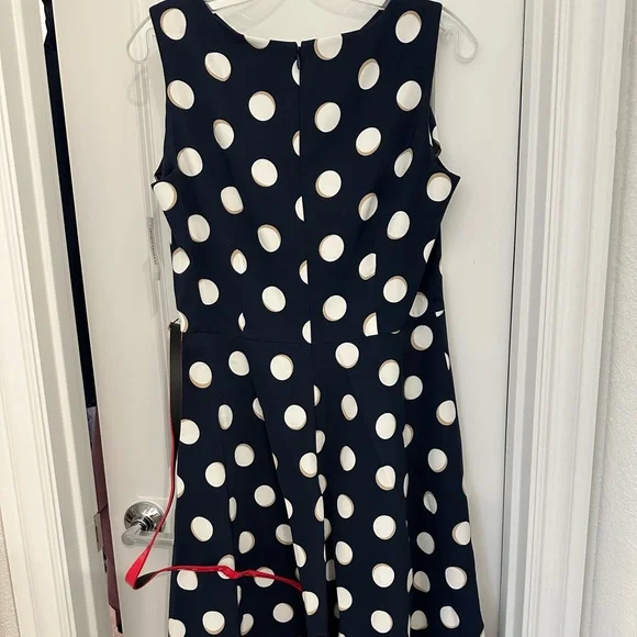 graduation dress polka dot Berylove Women White Black Graduation Dress Polka Dot V-Neck A Line Midi Party Dress, White Black Dot / custom main image 0